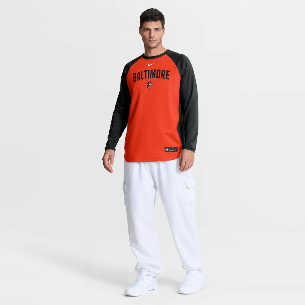 Baltimore Orioles Nike Authentic Collection Raglan Dri-FIT Sweatshirt - Orange - Nike Discount