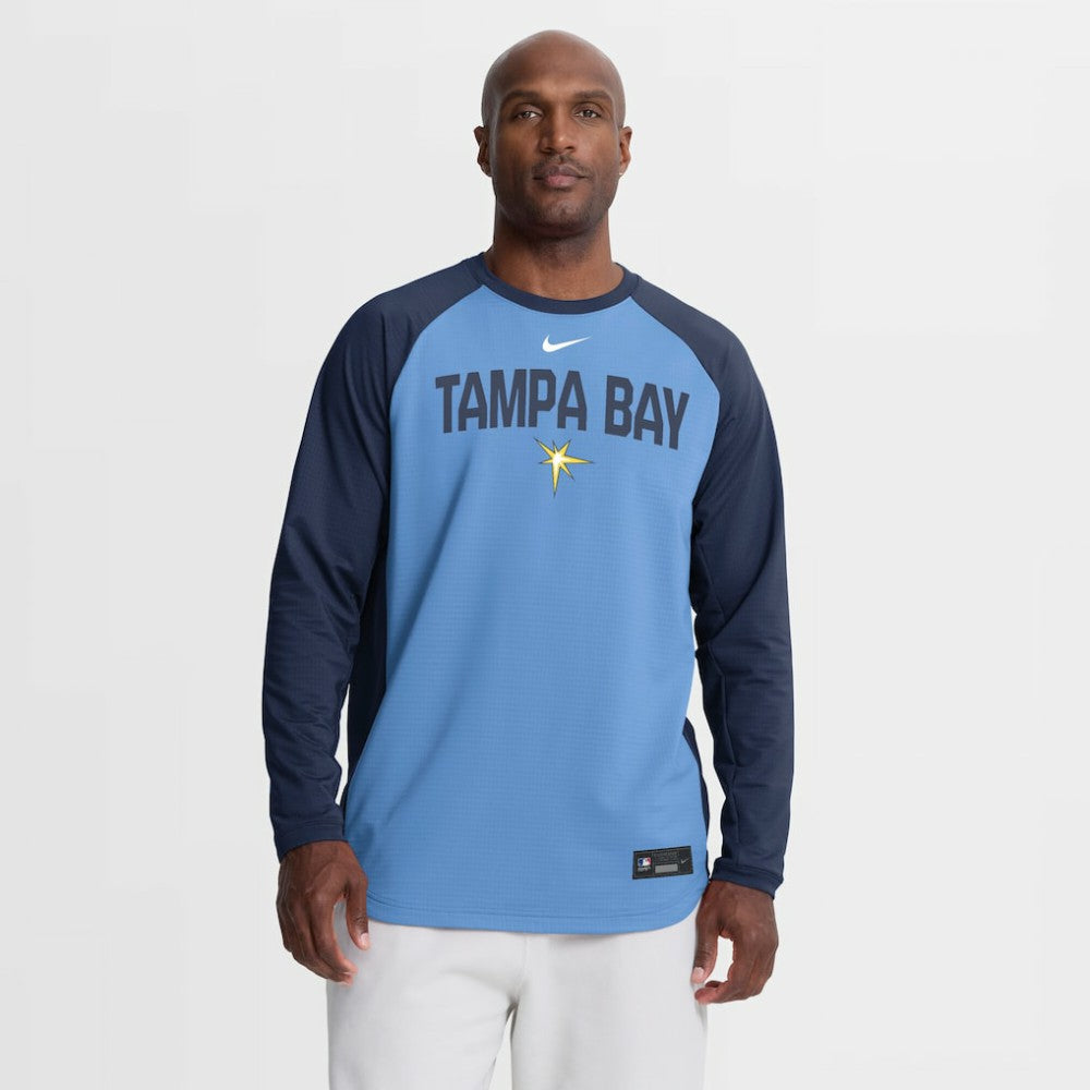 Tampa Bay Rays Nike Authentic Collection Raglan Dri-FIT Sweatshirt - Light Blue - Nike Online
