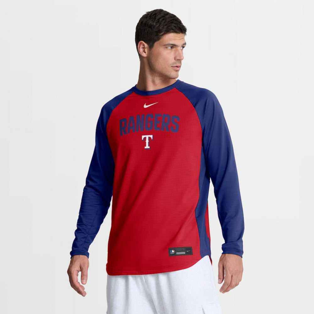 Texas Rangers Nike Authentic Collection Raglan Dri-FIT Sweatshirt - Red - Nike on Sale