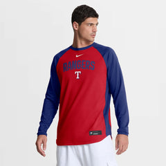 Texas Rangers Nike Authentic Collection Raglan Dri-FIT Sweatshirt - Red - Nike on Sale