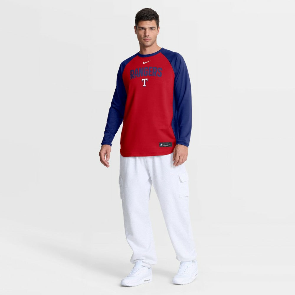 Texas Rangers Nike Authentic Collection Raglan Dri-FIT Sweatshirt - Red - Nike on Sale