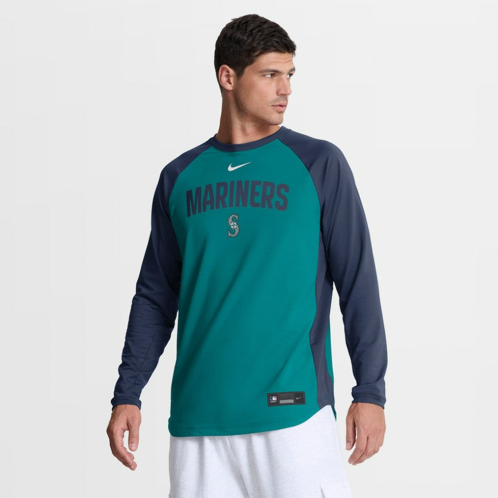 Seattle Mariners Nike Authentic Collection Raglan Dri-FIT Sweatshirt - Teal - Nike Online