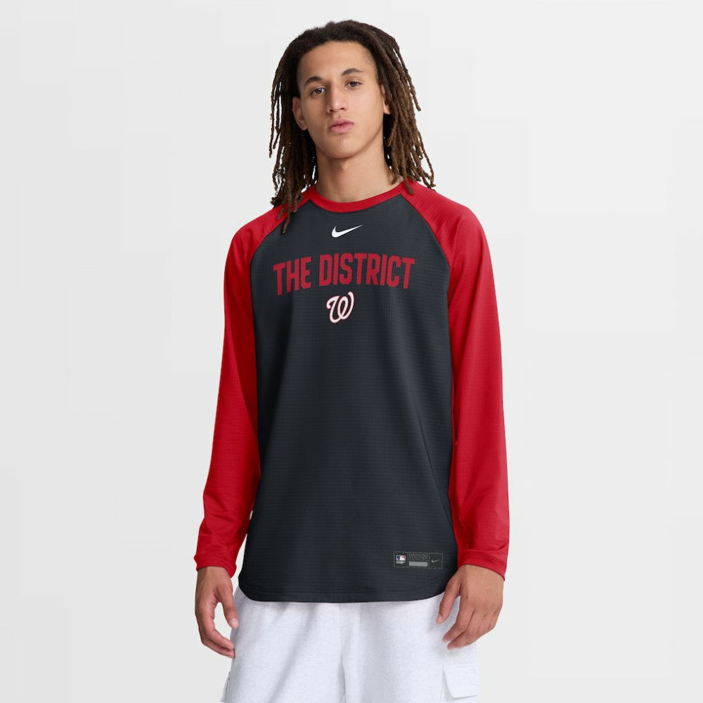 Washington Nationals Nike Authentic Collection Raglan Dri-FIT Sweatshirt - Navy - Nike on Sale