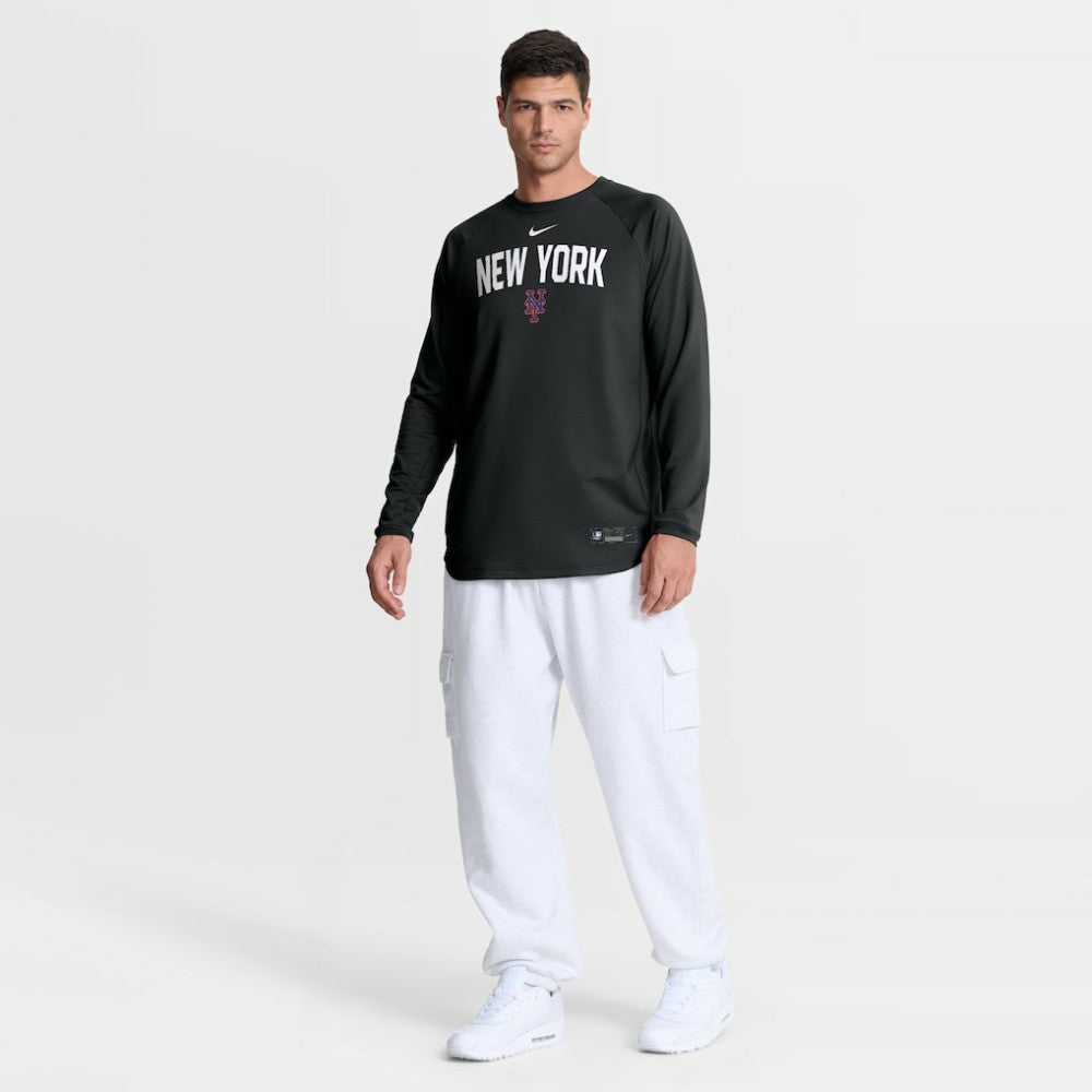 New York Mets Nike Authentic Collection Raglan Dri-FIT Sweatshirt - Black - Nike Sale