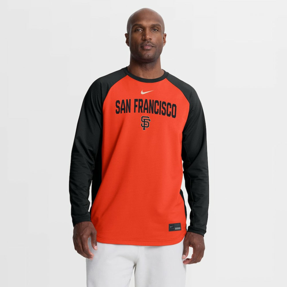 San Francisco Giants Nike Authentic Collection Raglan Dri-FIT Sweatshirt - Orange - Nike Lifestyle