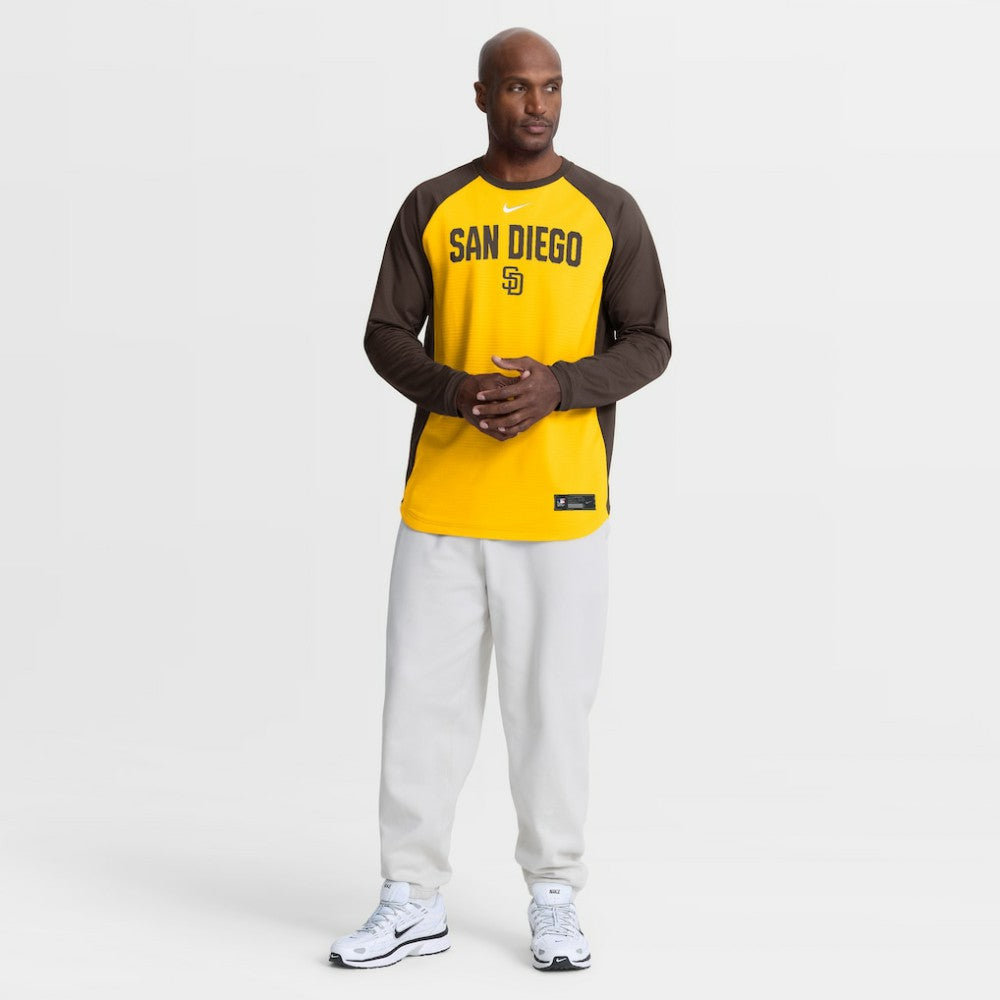 San Diego Padres Nike Authentic Collection Raglan Dri-FIT Sweatshirt - Gold - Nike Sale