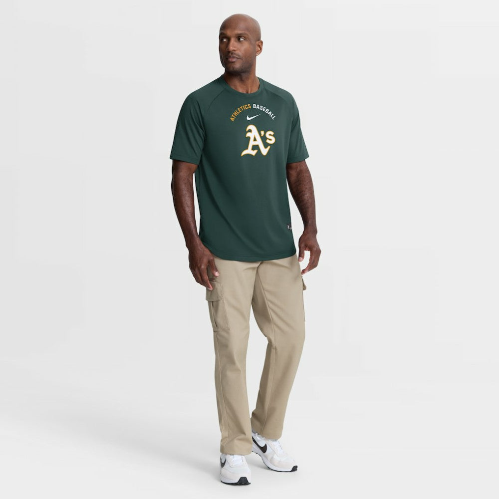 Athletics Nike Authentic Collection Batting Practice Pre-Game Raglan Dri-FIT Top - Green - Nike Lifestyle