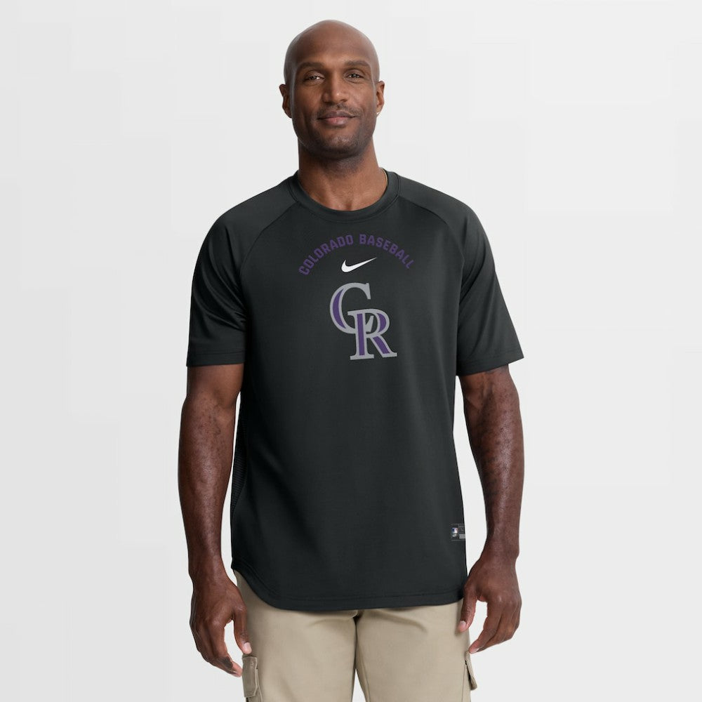 Colorado Rockies Nike Authentic Collection Batting Practice Pre-Game Raglan Dri-FIT Top - Black - Nike on Sale