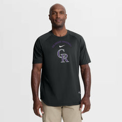 Colorado Rockies Nike Authentic Collection Batting Practice Pre-Game Raglan Dri-FIT Top - Black - Nike on Sale