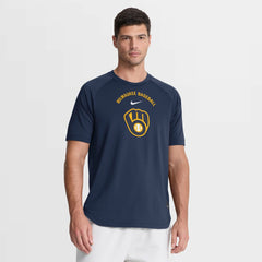 Milwaukee Brewers Nike Authentic Collection Batting Practice Pre-Game Raglan Dri-FIT Top - Navy - Nike on Sale
