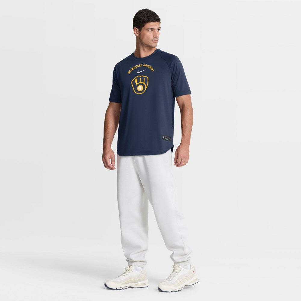 Milwaukee Brewers Nike Authentic Collection Batting Practice Pre-Game Raglan Dri-FIT Top - Navy - Nike on Sale