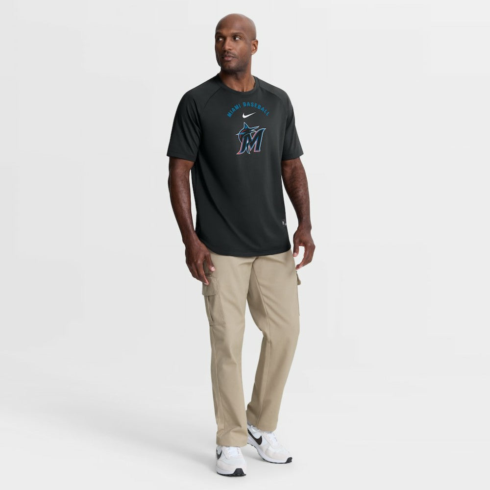Miami Marlins Nike Authentic Collection Batting Practice Pre-Game Raglan Dri-FIT Top - Black - Nike Discount