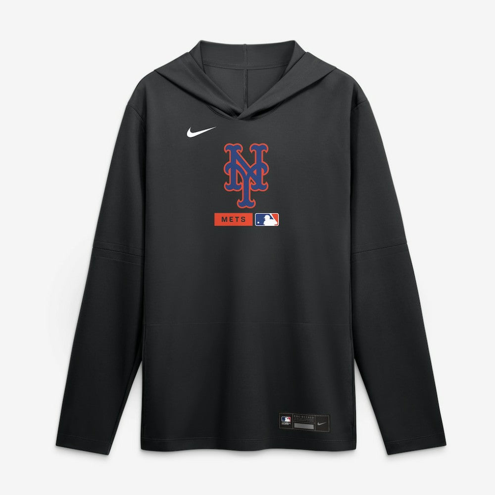 New York Mets Nike Authentic Collection Dri-FIT Long Sleeve Hooded T-Shirt - Black - Nike Sale