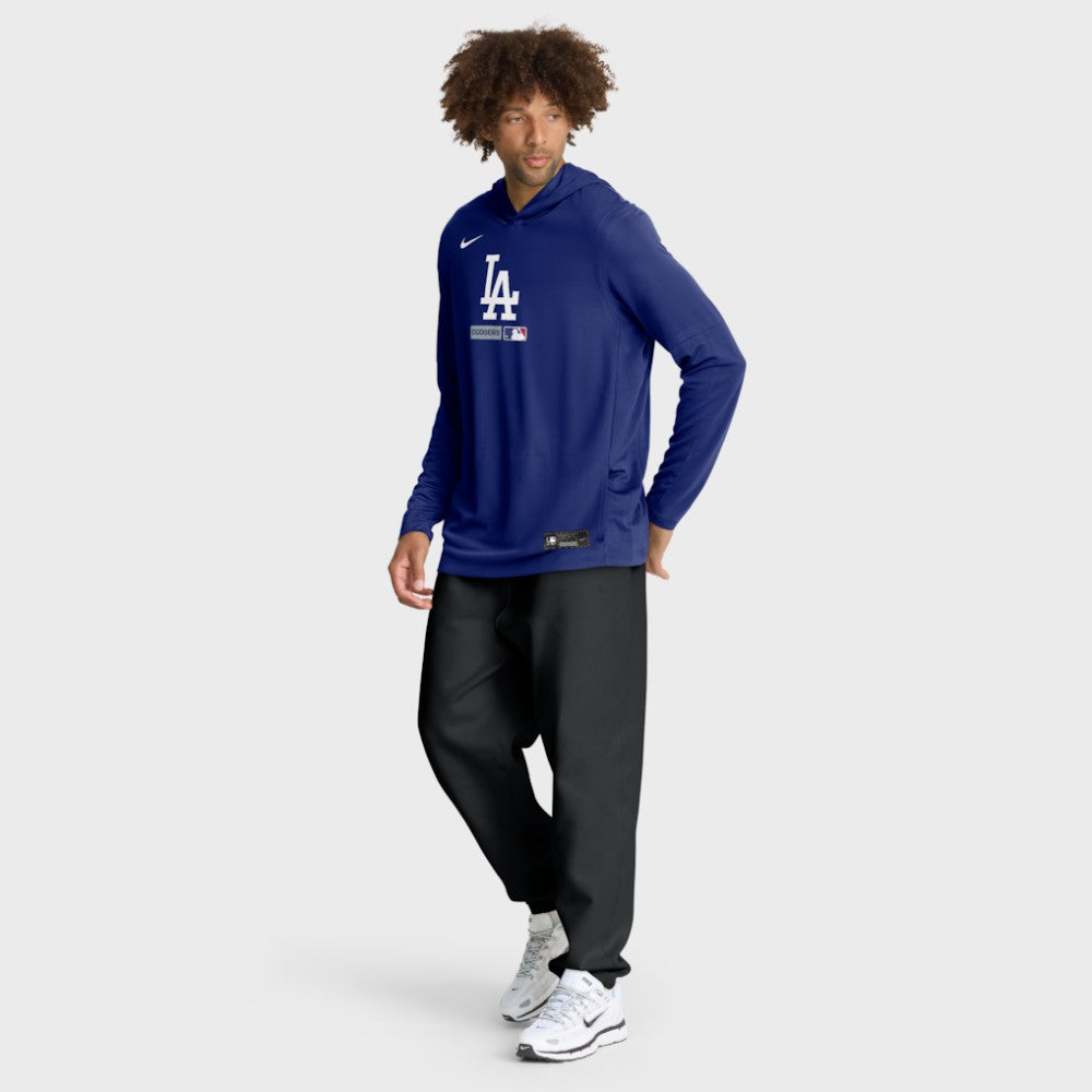 Los Angeles Dodgers Nike Authentic Collection Dri-FIT Long Sleeve Hooded T-Shirt - Royal - Nike Discount