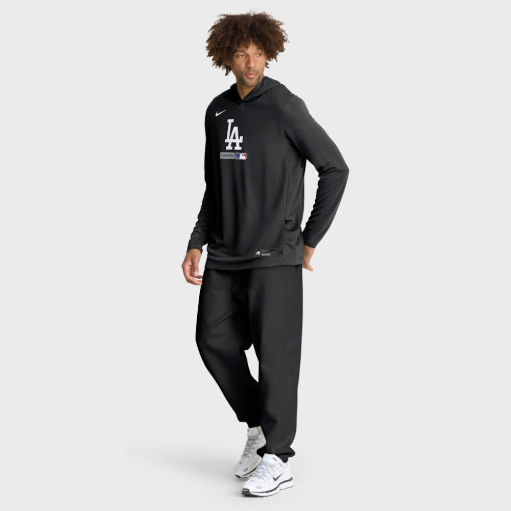 Los Angeles Dodgers Nike Authentic Collection Dri-FIT Long Sleeve Hooded T-Shirt - Black - Nike Lifestyle