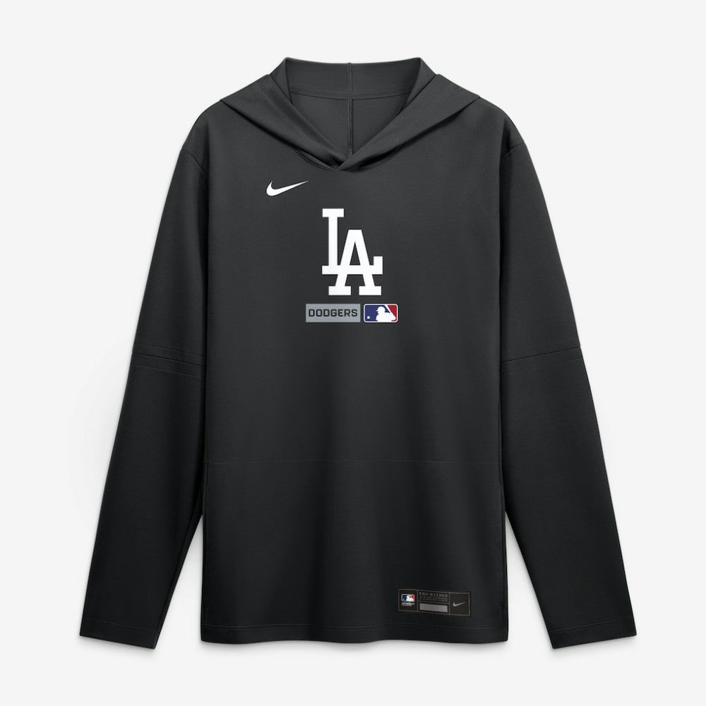 Los Angeles Dodgers Nike Authentic Collection Dri-FIT Long Sleeve Hooded T-Shirt - Black - Nike Lifestyle