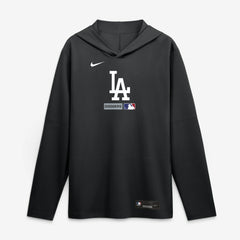 Los Angeles Dodgers Nike Authentic Collection Dri-FIT Long Sleeve Hooded T-Shirt - Black - Nike Lifestyle