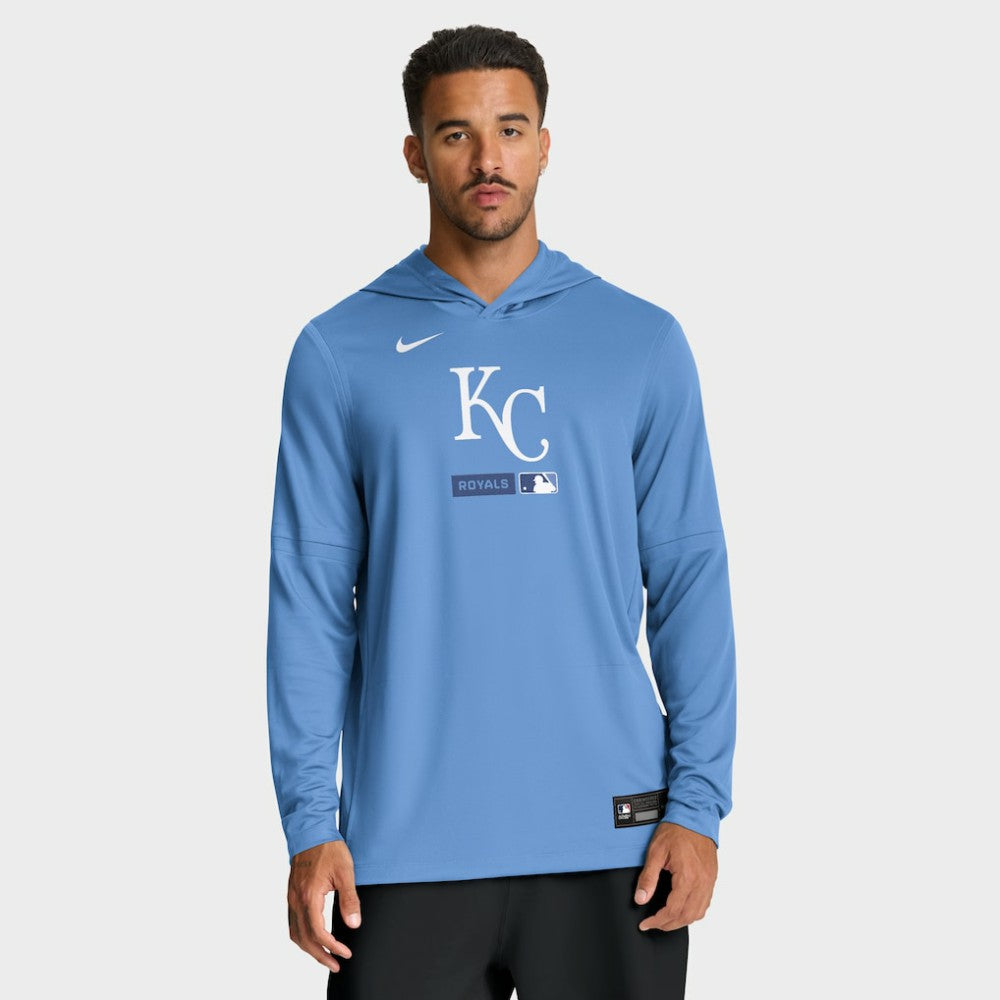 Kansas City Royals Nike Authentic Collection Dri-FIT Long Sleeve Hooded T-Shirt - Light Blue - Nike Sale