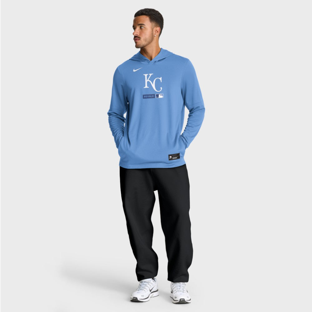 Kansas City Royals Nike Authentic Collection Dri-FIT Long Sleeve Hooded T-Shirt - Light Blue - Nike Sale
