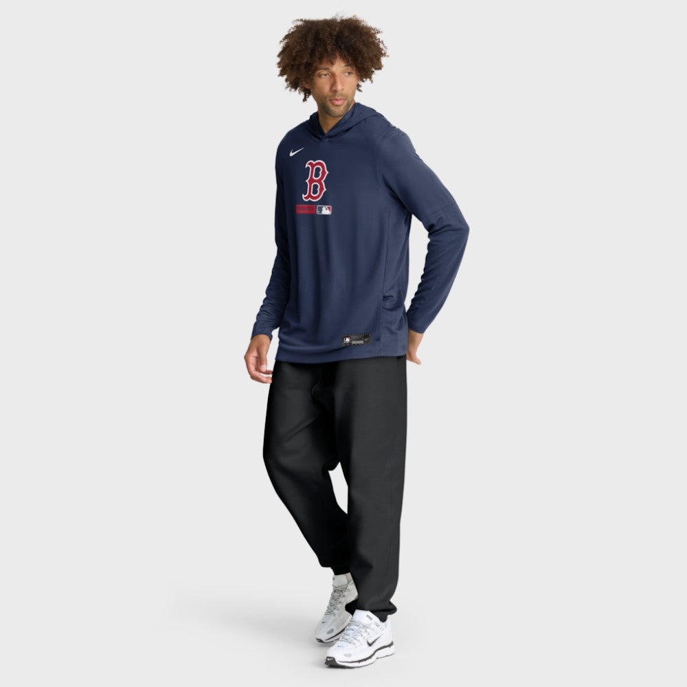 Boston Red Sox Nike Authentic Collection Dri-FIT Long Sleeve Hooded T-Shirt - Navy - Nike on Sale