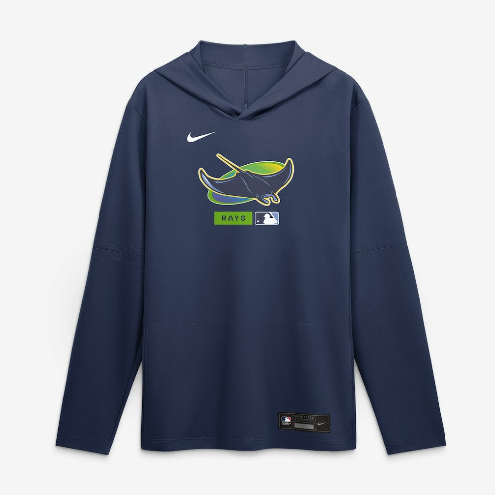 Tampa Bay Rays Nike Authentic Collection Dri-FIT Long Sleeve Hooded T-Shirt - Navy - Nike Sale