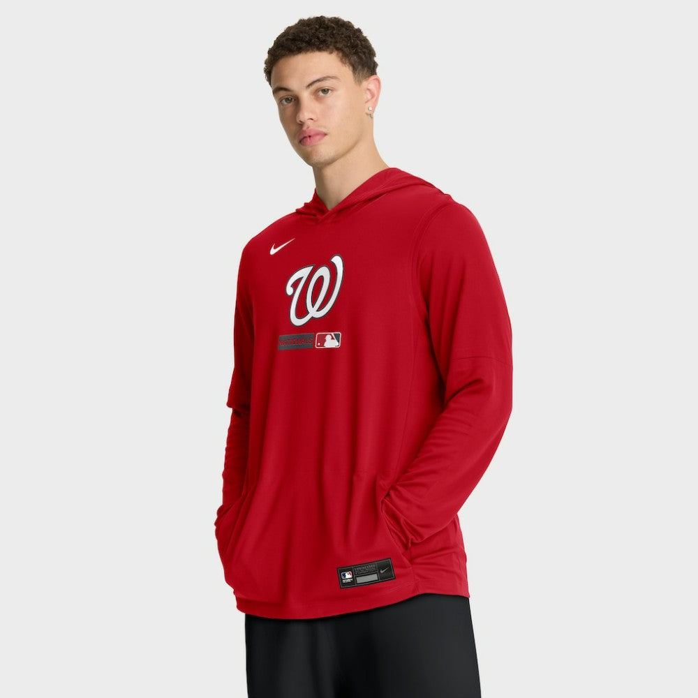 Washington Nationals Nike Authentic Collection Dri-FIT Long Sleeve Hooded T-Shirt - Red - Nike Lifestyle