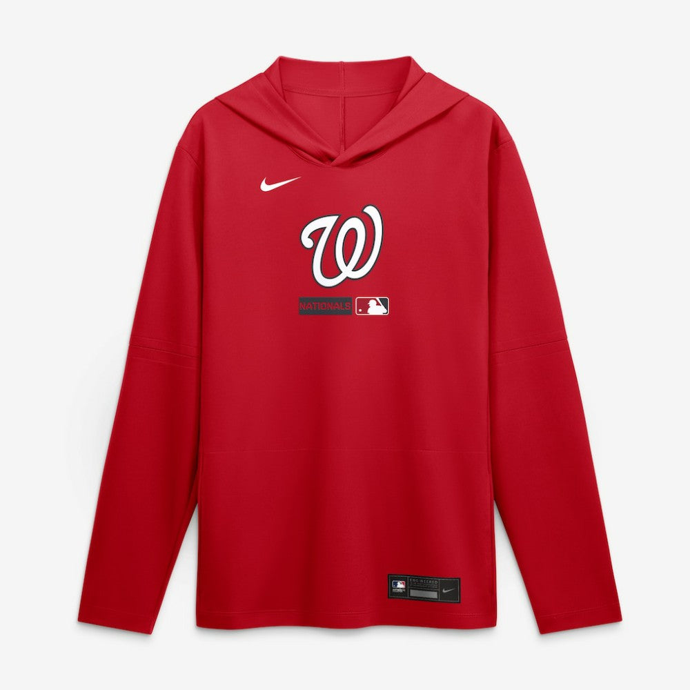 Washington Nationals Nike Authentic Collection Dri-FIT Long Sleeve Hooded T-Shirt - Red - Nike Lifestyle