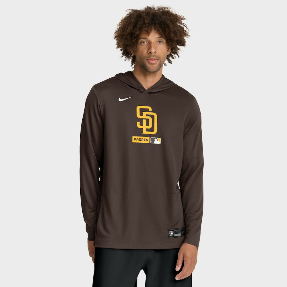 San Diego Padres Nike Authentic Collection Dri-FIT Long Sleeve Hooded T-Shirt - Brown - Nike Discount