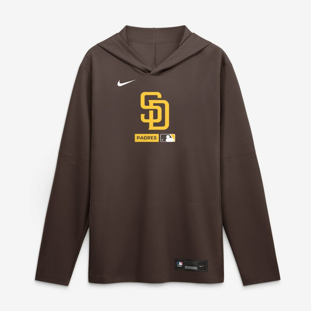 San Diego Padres Nike Authentic Collection Dri-FIT Long Sleeve Hooded T-Shirt - Brown - Nike Discount