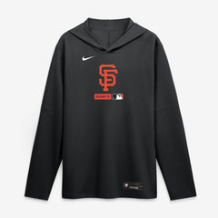 San Francisco Giants Nike Authentic Collection Dri-FIT Long Sleeve Hooded T-Shirt - Black - Nike Lifestyle