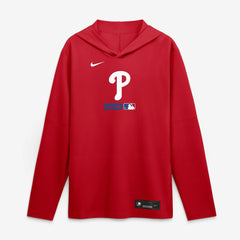 Philadelphia Phillies Nike Authentic Collection Dri-FIT Long Sleeve Hooded T-Shirt - Red - Nike Lifestyle