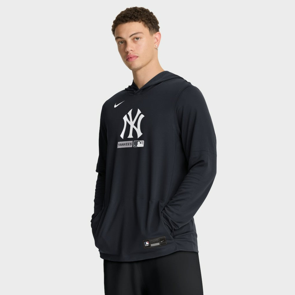 New York Yankees Nike Authentic Collection Dri-FIT Long Sleeve Hooded T-Shirt - Navy - Nike Lifestyle