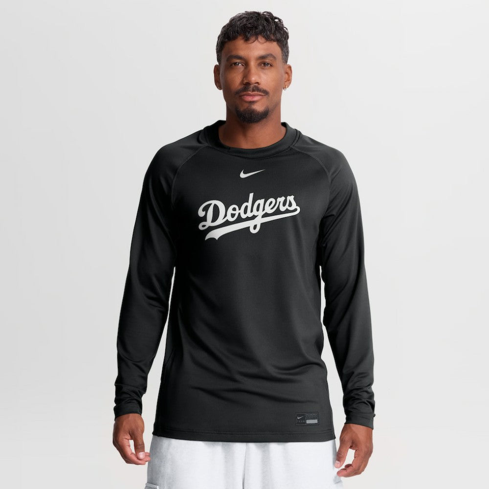 Los Angeles Dodgers Nike Authentic Collection Game Time Raglan Long Sleeve T-Shirt - Black - Nike Sale