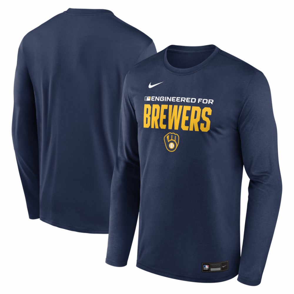 Milwaukee Brewers Nike Authentic Collection Legend Dri-FIT Long Sleeve T-Shirt - Navy - Nike Lifestyle