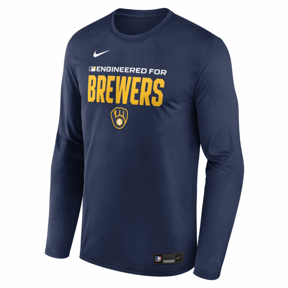 Milwaukee Brewers Nike Authentic Collection Legend Dri-FIT Long Sleeve T-Shirt - Navy - Nike Lifestyle
