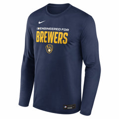 Milwaukee Brewers Nike Authentic Collection Legend Dri-FIT Long Sleeve T-Shirt - Navy - Nike Lifestyle