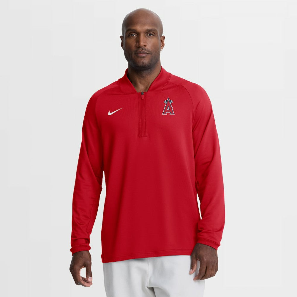 Los Angeles Angels Nike Authentic Collection Dri-FIT Raglan Half-Zip Pullover - Red - Nike on Sale