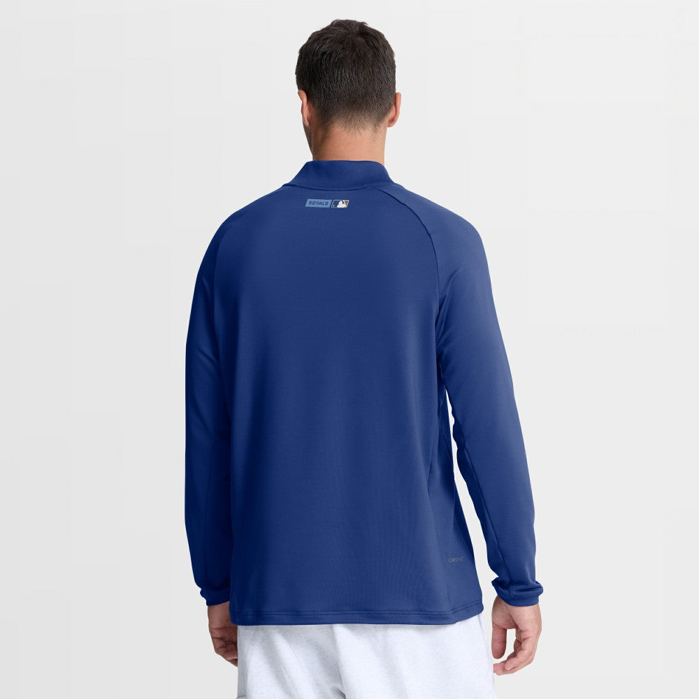 Kansas City Royals Nike Authentic Collection Dri-FIT Raglan Half-Zip Pullover - Royal - Nike Lifestyle