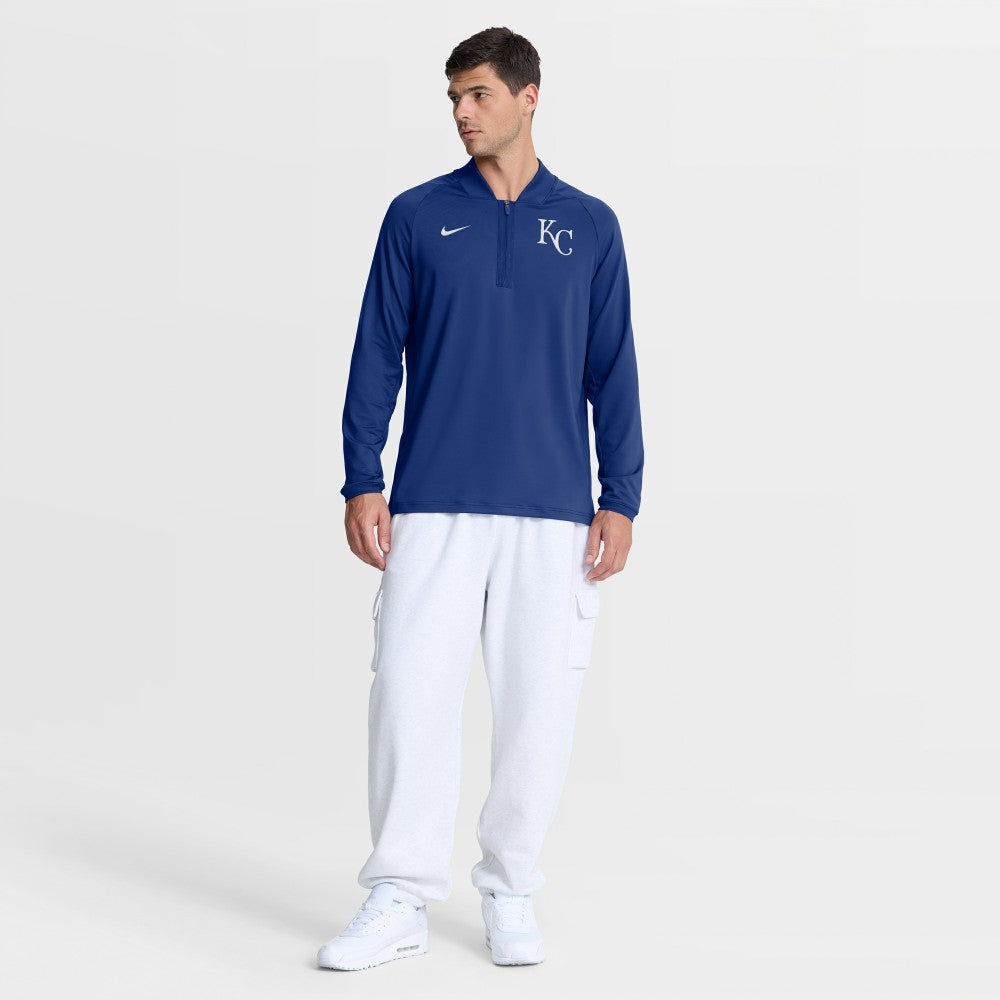 Kansas City Royals Nike Authentic Collection Dri-FIT Raglan Half-Zip Pullover - Royal - Nike Lifestyle