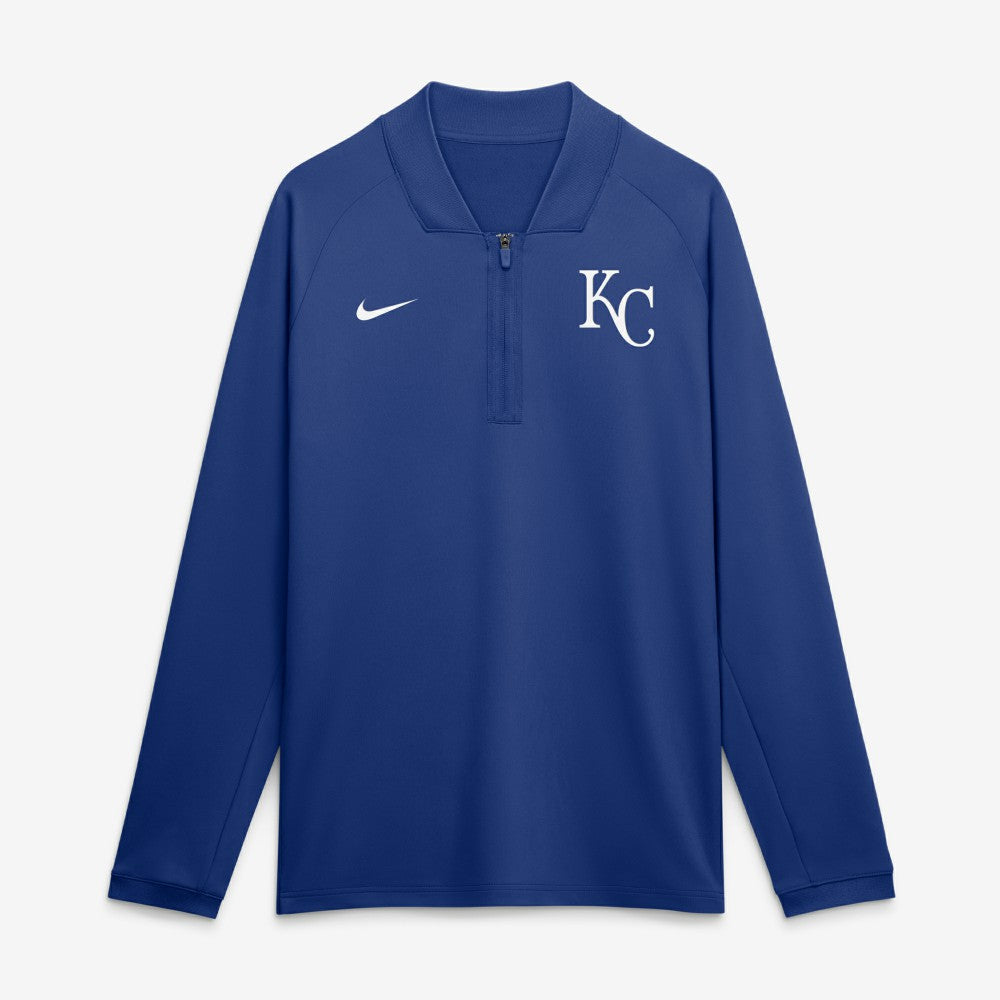 Kansas City Royals Nike Authentic Collection Dri-FIT Raglan Half-Zip Pullover - Royal - Nike Lifestyle