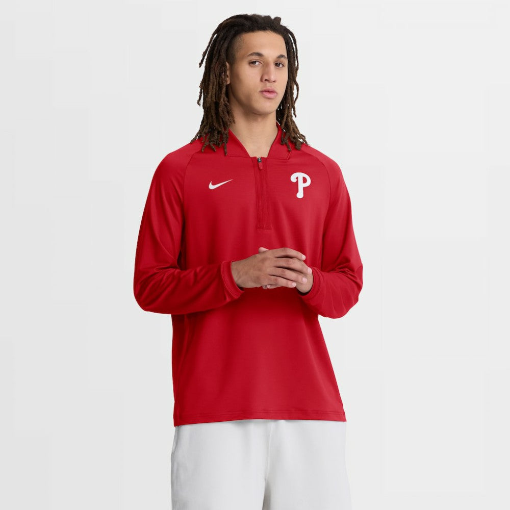 Philadelphia Phillies Nike Authentic Collection Dri-FIT Raglan Half-Zip Pullover - Red - Nike on Sale