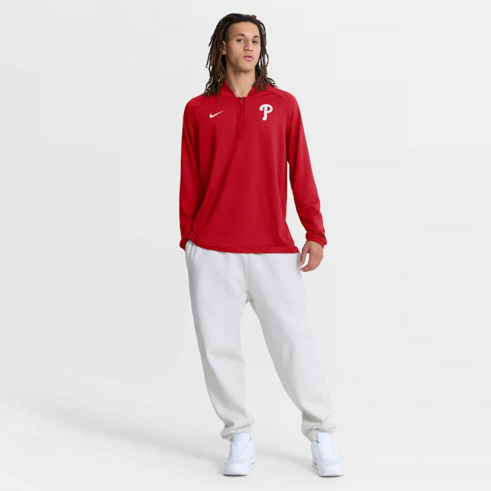 Philadelphia Phillies Nike Authentic Collection Dri-FIT Raglan Half-Zip Pullover - Red - Nike on Sale