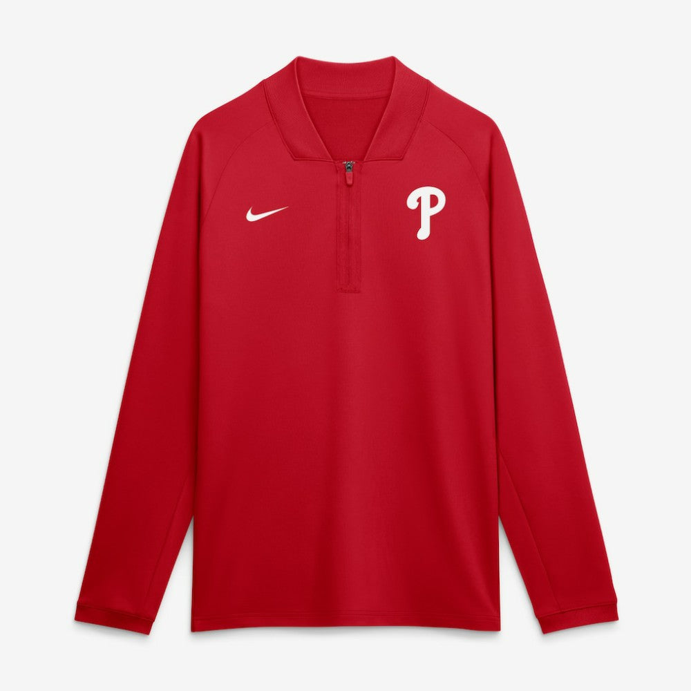 Philadelphia Phillies Nike Authentic Collection Dri-FIT Raglan Half-Zip Pullover - Red - Nike on Sale