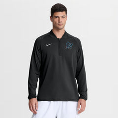 Miami Marlins Nike Authentic Collection Dri-FIT Raglan Half-Zip Pullover - Black - Nike Sale