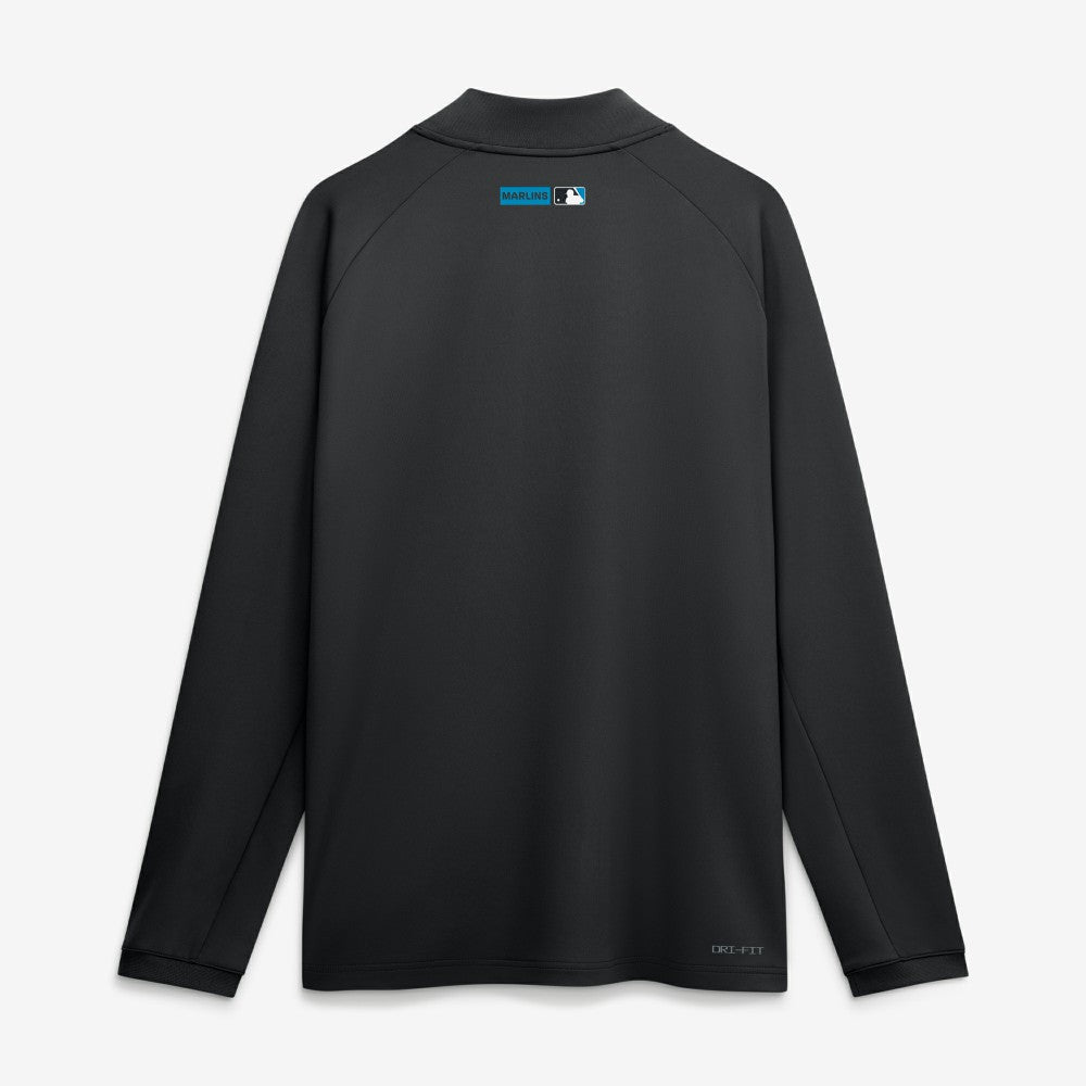 Miami Marlins Nike Authentic Collection Dri-FIT Raglan Half-Zip Pullover - Black - Nike Sale