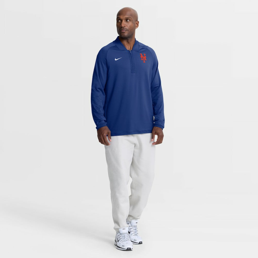New York Mets Nike Authentic Collection Dri-FIT Raglan Half-Zip Pullover - Royal - Nike Lifestyle