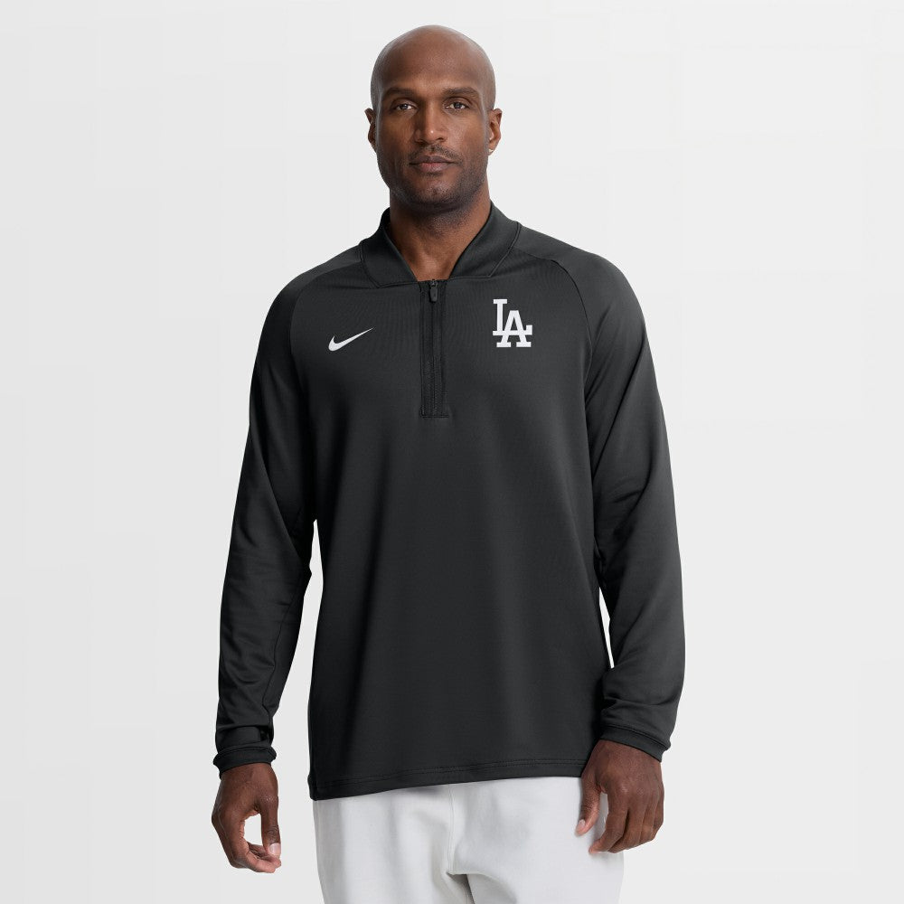 Los Angeles Dodgers Nike Authentic Collection Dri-FIT Raglan Half-Zip Pullover - Black - Nike on Sale