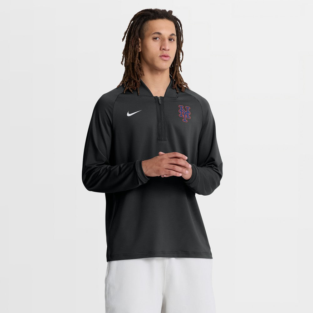 New York Mets Nike Authentic Collection Dri-FIT Raglan Half-Zip Pullover - Black - Nike Sale
