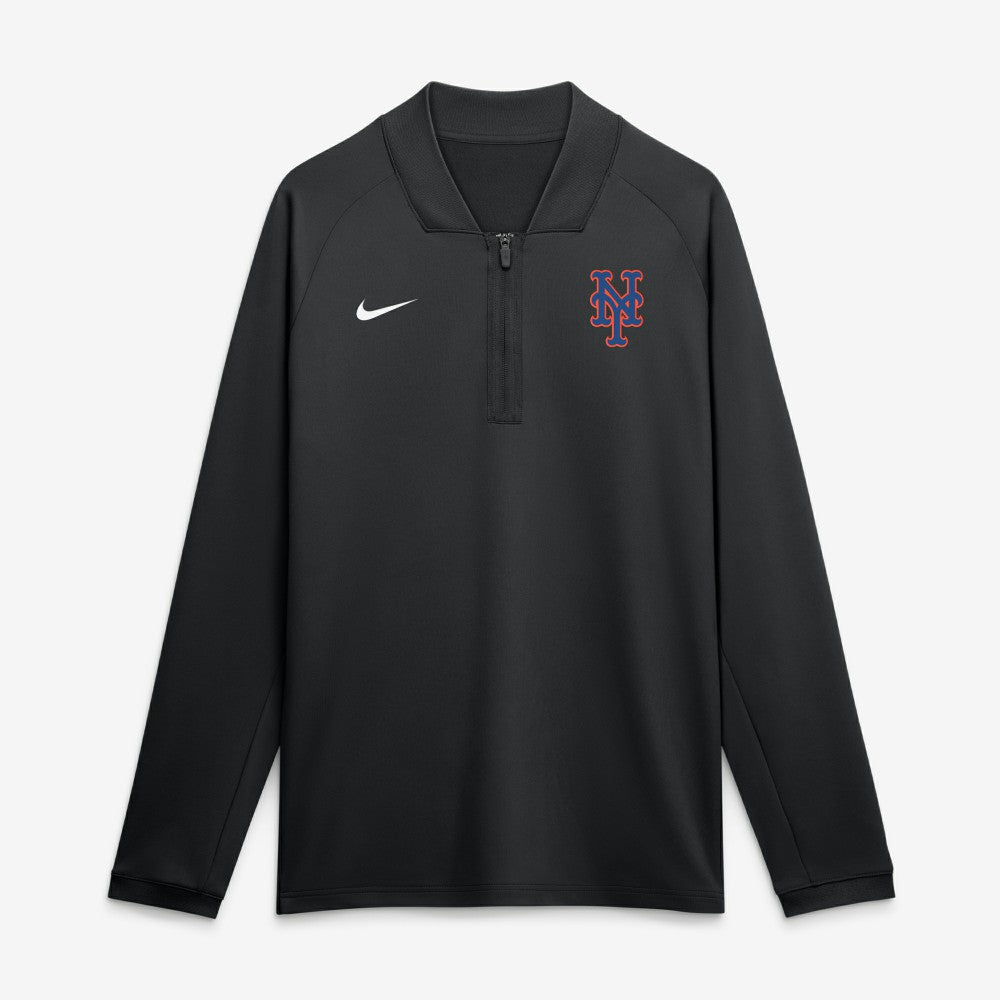 New York Mets Nike Authentic Collection Dri-FIT Raglan Half-Zip Pullover - Black - Nike Sale