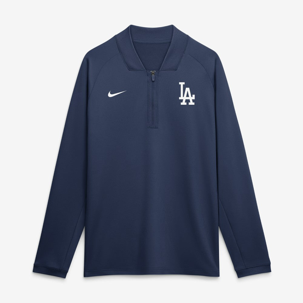 Los Angeles Dodgers Nike Authentic Collection Dri-FIT Raglan Half-Zip Pullover - Navy - Nike Sale
